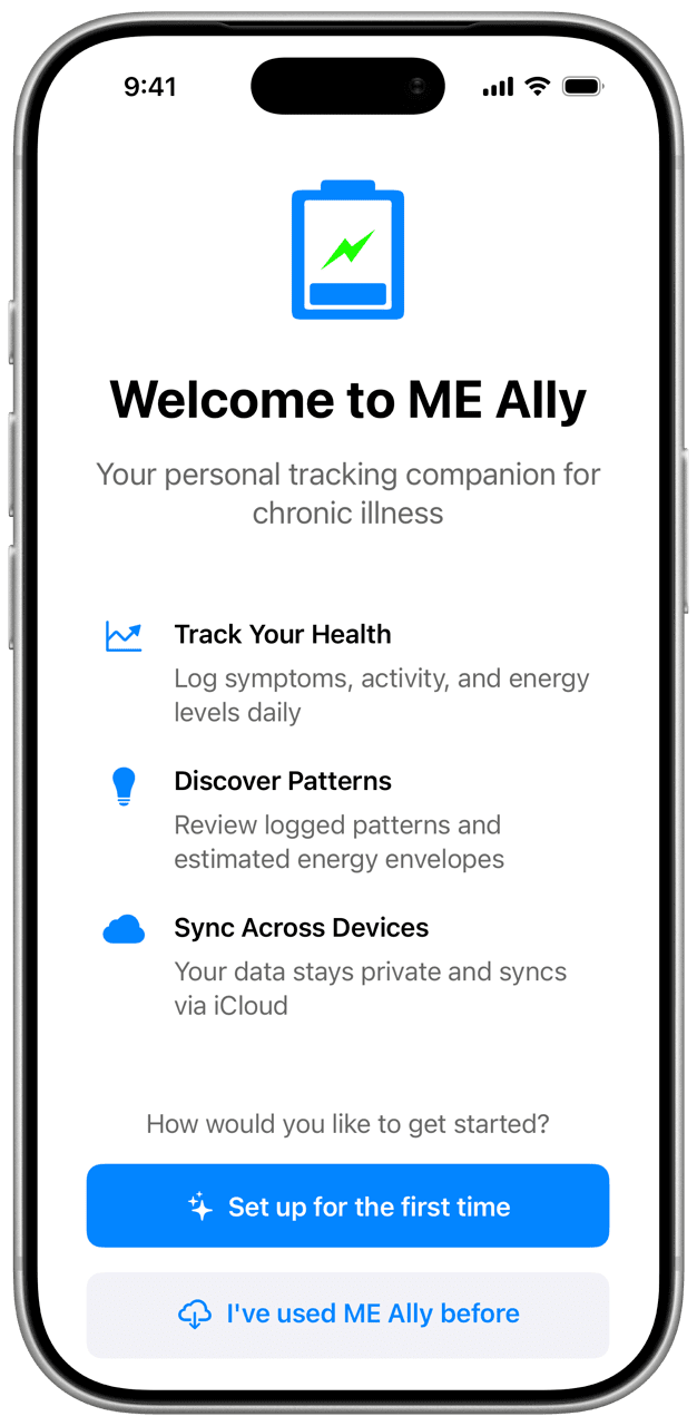 ME Ally Welcome screen